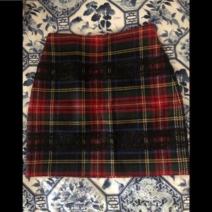 J.Crew Retail Mini Lurex Tartan Plain skirt 2 NWT